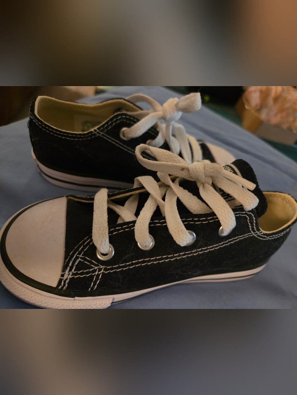 NWOT Converse Kids Black Canvas Low-Top Sneakers with White Accents